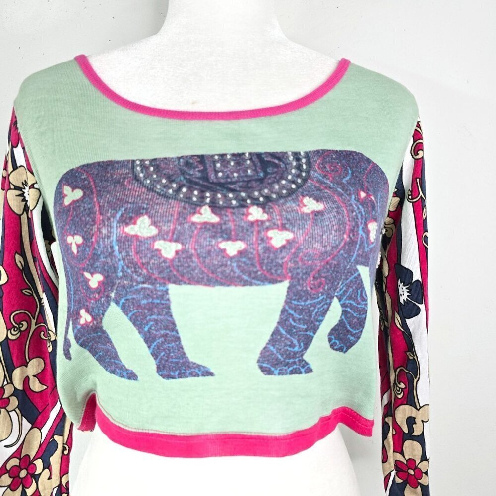 Jane Doe Vintage Y2K 90s Sequined Floral Crop Top Women's M - Picture 2 of 6